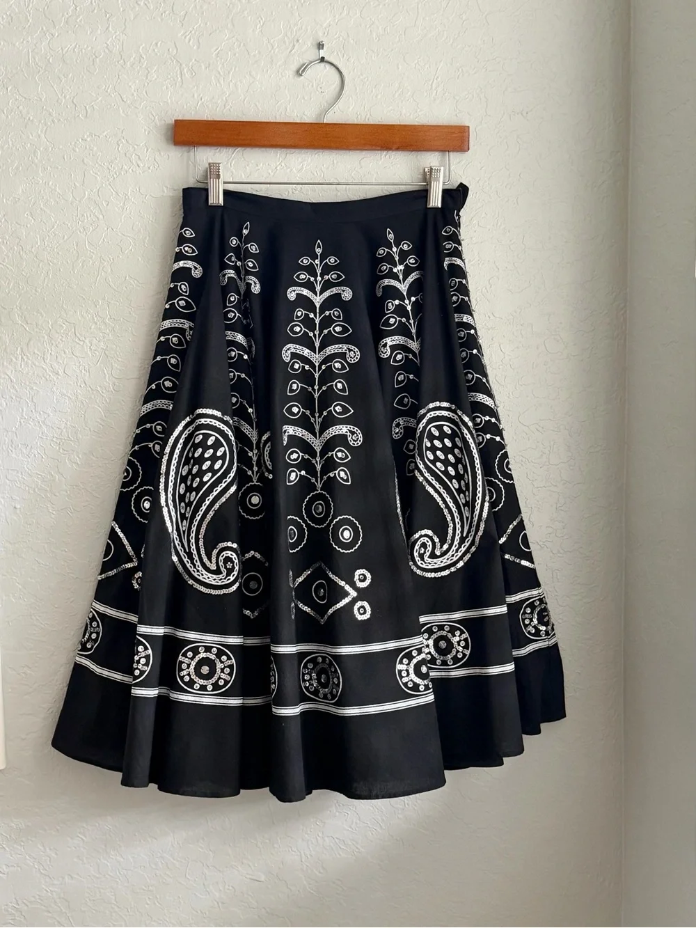 Margaret Loves Peter Black Midi Skirt With Silver Sequins